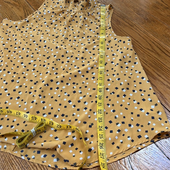 Andree mustard color sleeveless blouse. Bow in back. Size Large. High neck. - Picture 6 of 10
